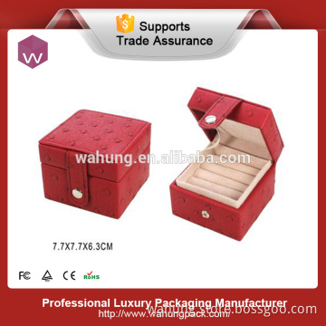 Leather red color unique jewelry box ring holders